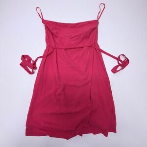 Gap Pink Wrap Mini Dress Sleeveless Tie Waist Rayon Size S Lined Summer Casual